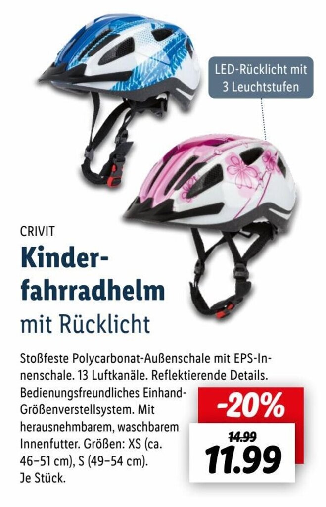 CRIVIT Kinder-fahrradhelm mit Rcklicht Angebot bei Lidl