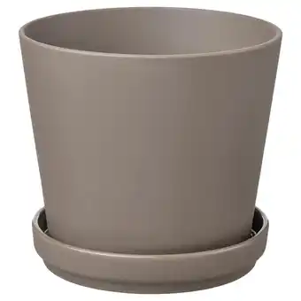 IKEA Klarbär blumentopf mit untersetzer drinnen/draußen graubraun 15 cm Angebot