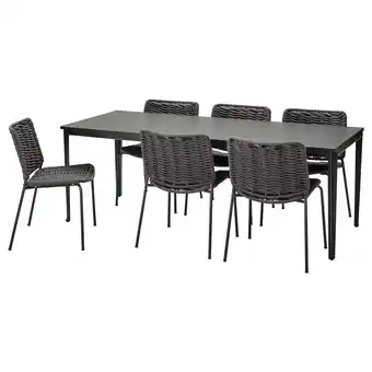 IKEA Tegelön / tegelön tisch+6 stühle/außen dunkelgrau/schwarz Angebot