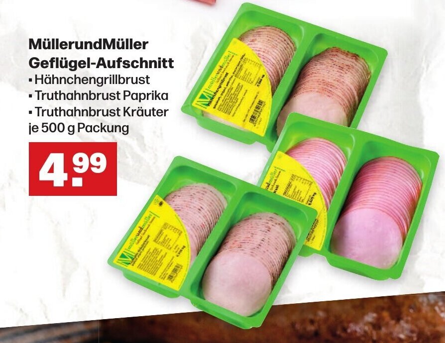 Handelshof MüllerundMüller Geflügel-Aufschnitt je 500 g Packung Angebot