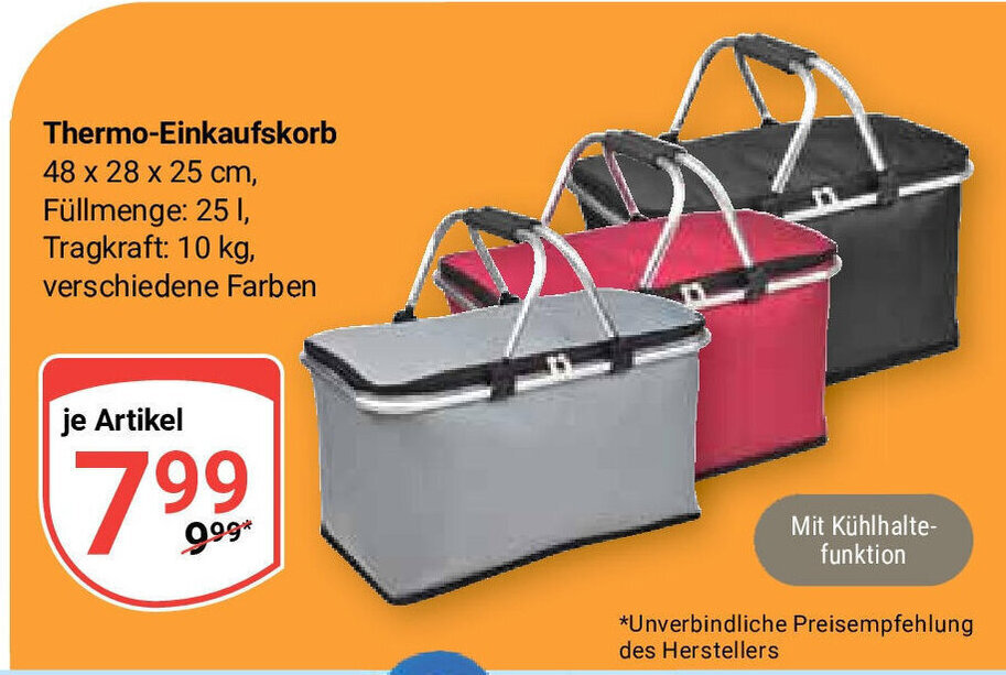 ThermoEinkaufskorb 48 x 28 x 25 cm Angebot bei Globus