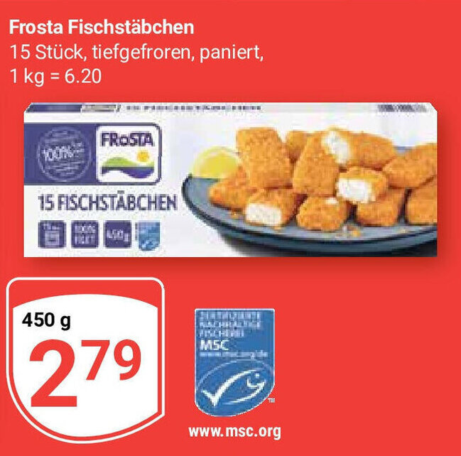 Globus Frosta Fischstäbchen 15 Stück, 450 g Angebot