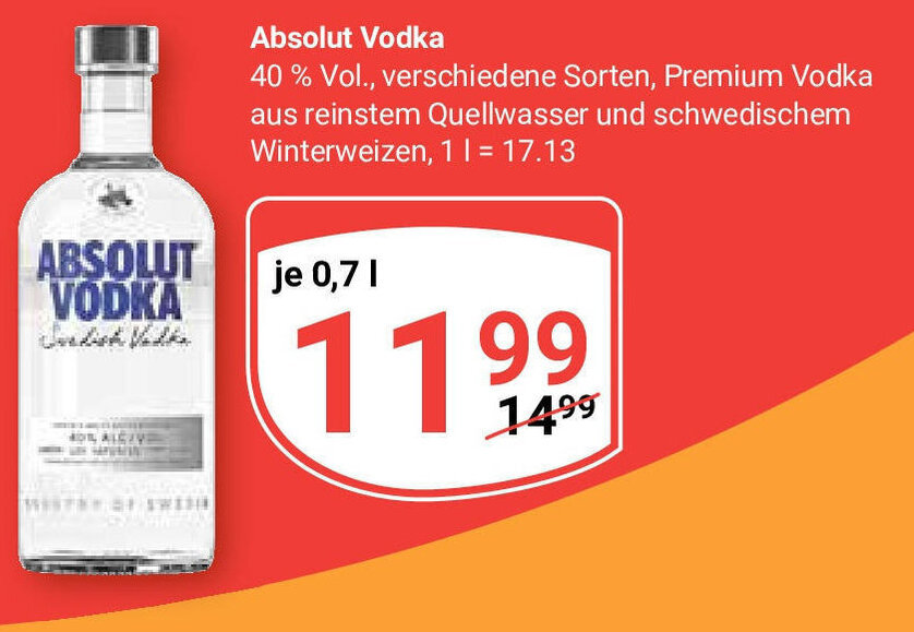 Globus Absolut Vodka je 0,7 L Angebot