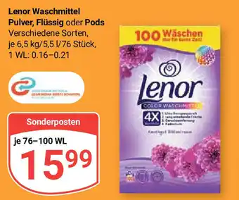 Globus Lenor Waschmittel Pulver, Flüssig oder Pods je 76-100 WL Angebot