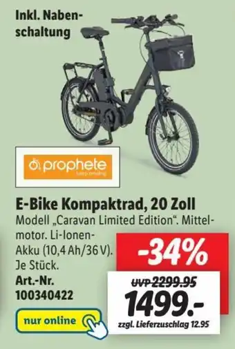 Lidl E-Bike Kompaktrad, 20 Zoll Modell , Caravan Limited Edition" Angebot