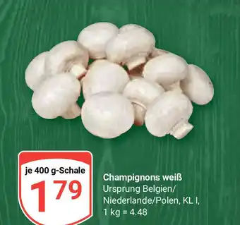 Globus Champignons weiß je 400 g-Schale Angebot