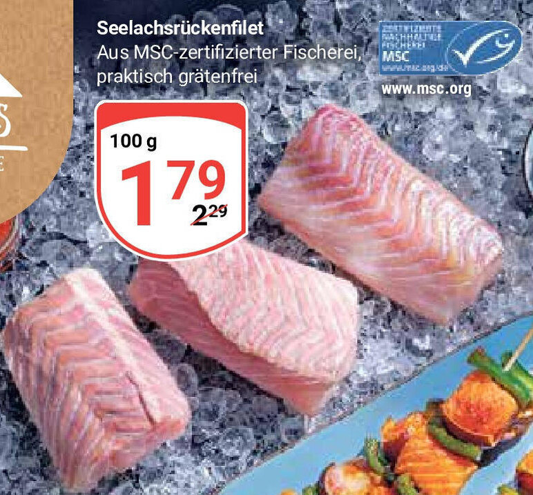 Globus Seelachsrückenfilet Aus MSC-zertifizierter Fischerei, MSC praktisch grätenfrei 100g Angebot