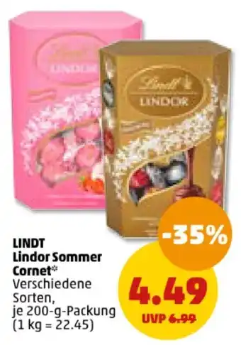 PENNY LINDT Lindor Sommer Cornet 200 g Packung Angebot