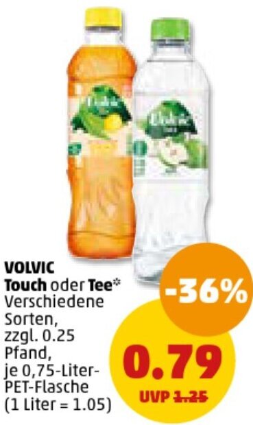 PENNY VOLVIC Touch oder Tee 0,75-Liter-PET-Flasche Angebot