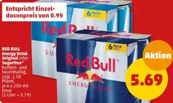 PENNY RED BULL Energy Drink Original oder Sugarfree 6 x 250-ml-Dose Angebot