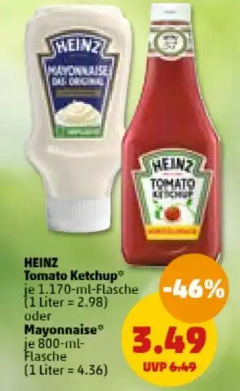 PENNY HEINZ Tomato Ketchup 1170 ml oder Mayonnaise 800-ml-Flasche Angebot