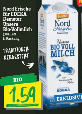 NP Discount Nord Frische für Edeka Demeter Unsere Bio Vollmilch 1L Angebot