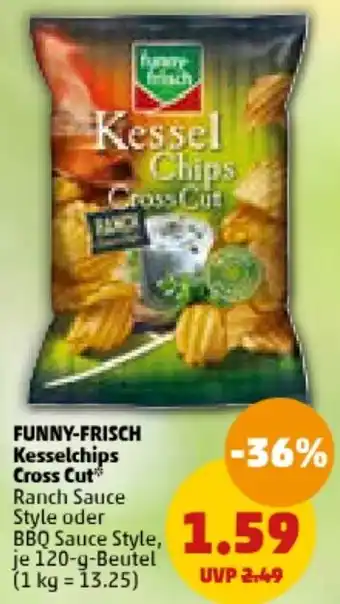 PENNY FUNNY-FRISCH Kesselchips Cross Cut 120 g Beutel Angebot