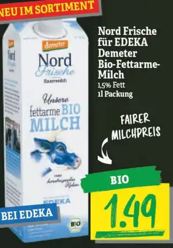 NP Discount Nord Frische für Edeka Demeter Bio Fettarme Milch 1L Angebot