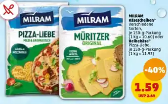 PENNY MILRAM Käsescheiben 150 g oder Reibekäse 150 g Packung Angebot