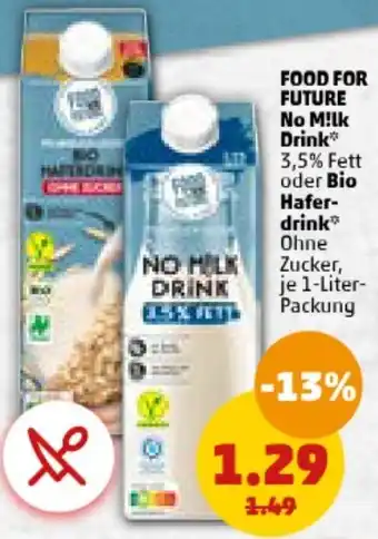 PENNY FOOD FOR FUTURE No Milk Drink oder Bio Haferdrink 1 Liter Packung Angebot