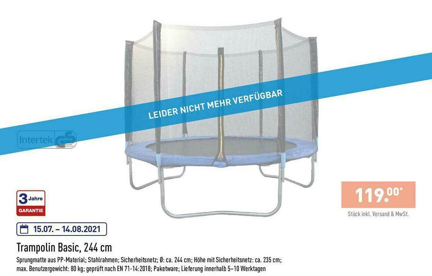 Trampolin Basic Angebot bei Aldi Nord