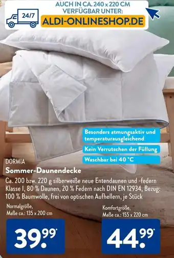 Aldi Süd DORMIA Sommer-Daunendecke Angebot