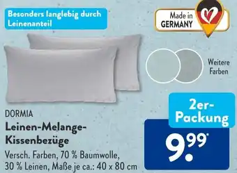 Aldi Süd DORMIA Leinen-Melange-Kissenbezüge 2er-Packung Angebot