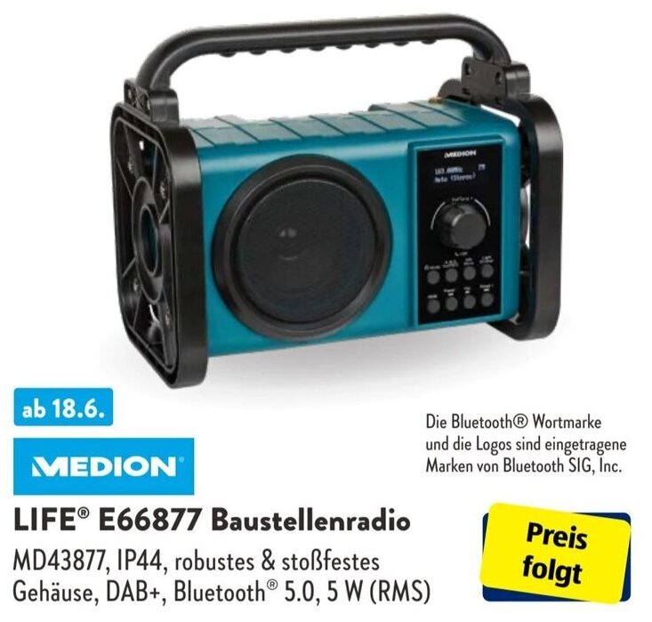 Aldi Süd MEDION LIFE® E66877 Baustellenradio Angebot