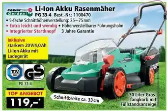 Norma Powertec Garden Li-ion Akku Rasenmäher Pg 33-4 Angebot