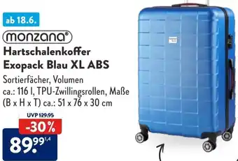 Aldi Süd monzana Hartschalenkoffer Exopack Blau XL ABS Angebot