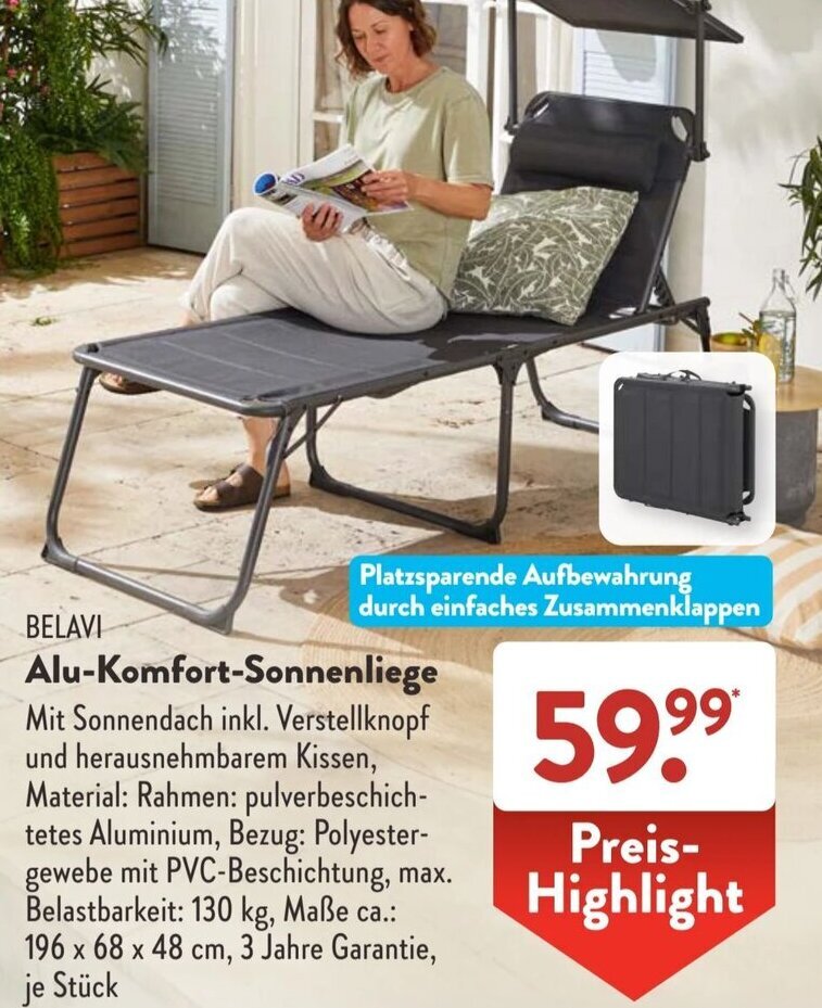 Aldi Süd BELAVI Alu-Komfort-Sonnenliege Angebot
