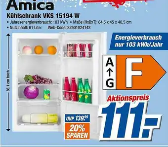 Expert Klein Amica Kühlschrank Vks 15194 W Angebot