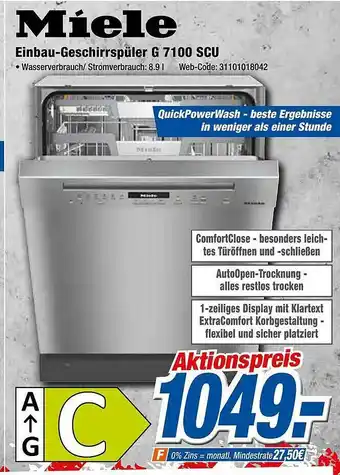 Expert Klein Miele Einbau-geschirrspüler G 7100 Scu Angebot