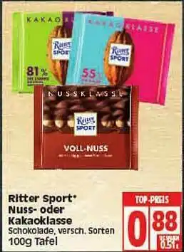 Elli Markt Ritter Sport Nuss Oder Kakaoklasse Angebot