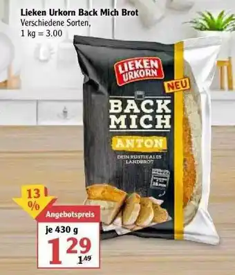 Globus Lieken Urkorn Back Milch Brot Angebot