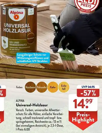 Aldi Süd ALPINA Universal-Holzlasur Angebot