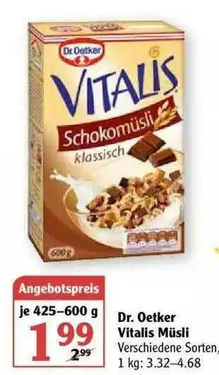 Globus Dr. Oetker Vitalis Müsli Angebot