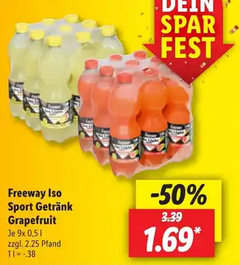 Lidl Freeway Iso Sport Getränk Grapefruit 9x0,5 L Angebot