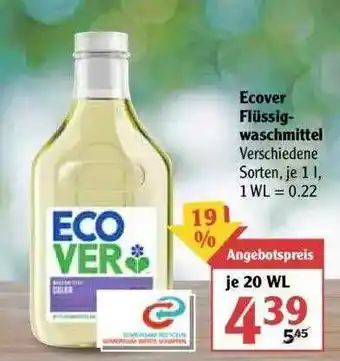 Globus Ecover Flüssig Waschmittel Angebot