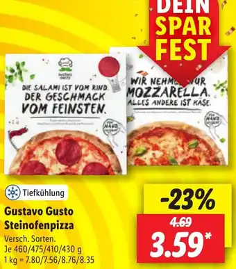 Lidl Gustavo Gusto Steinofenpizza 460/475/410/430 g Angebot