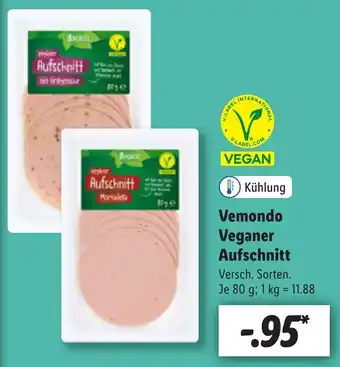 Lidl Vemondo Veganer Aufschnitt 80 g Angebot