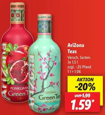 Lidl AriZona Teas 1,5 L Angebot