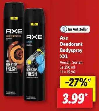 Lidl Axe Deodorant Bodyspray XXL 250 ml Angebot