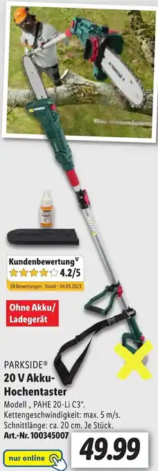 Lidl PARKSIDEⓇ 20 V Akku-Hochentaster PAHE 20-Li C3 Angebot