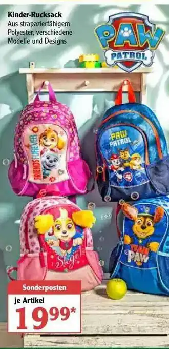 Globus Kinder-rucksack Paw Patrol Angebot