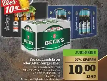 Marktkauf Beck's, Landskron Oder Altenburger Bier Angebot