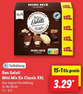 Lidl Bon Gelati Mini Mix Eis Classic XXL 16x50 ml Angebot