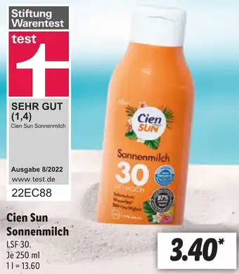 Lidl Cien Sun Sonnenmilch 250 ml Angebot