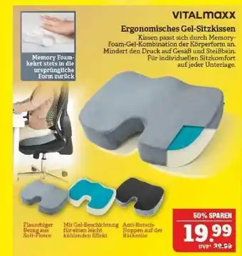 Marktkauf Vitalmaxx Ergonomisches Gel-sitzkissen Angebot