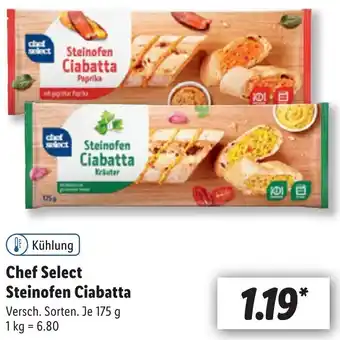 Lidl Chef Select Steinofen Ciabatta 175 g Angebot