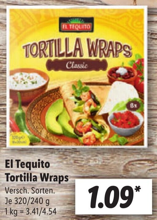 El Tequito Tortilla Wraps 320/240 g Angebot bei Lidl