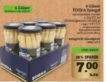 Marktkauf 6 Gläser Edeka Spargel Angebot