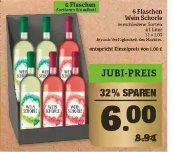 Marktkauf 6 Flaschen Wein Schorle Angebot