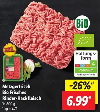 Lidl Metzgerfrisch Bio Frisches Rinder-Hackfleisch 800 g Angebot